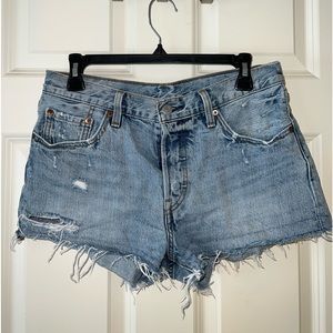 Levi 501 light wash denim shorts